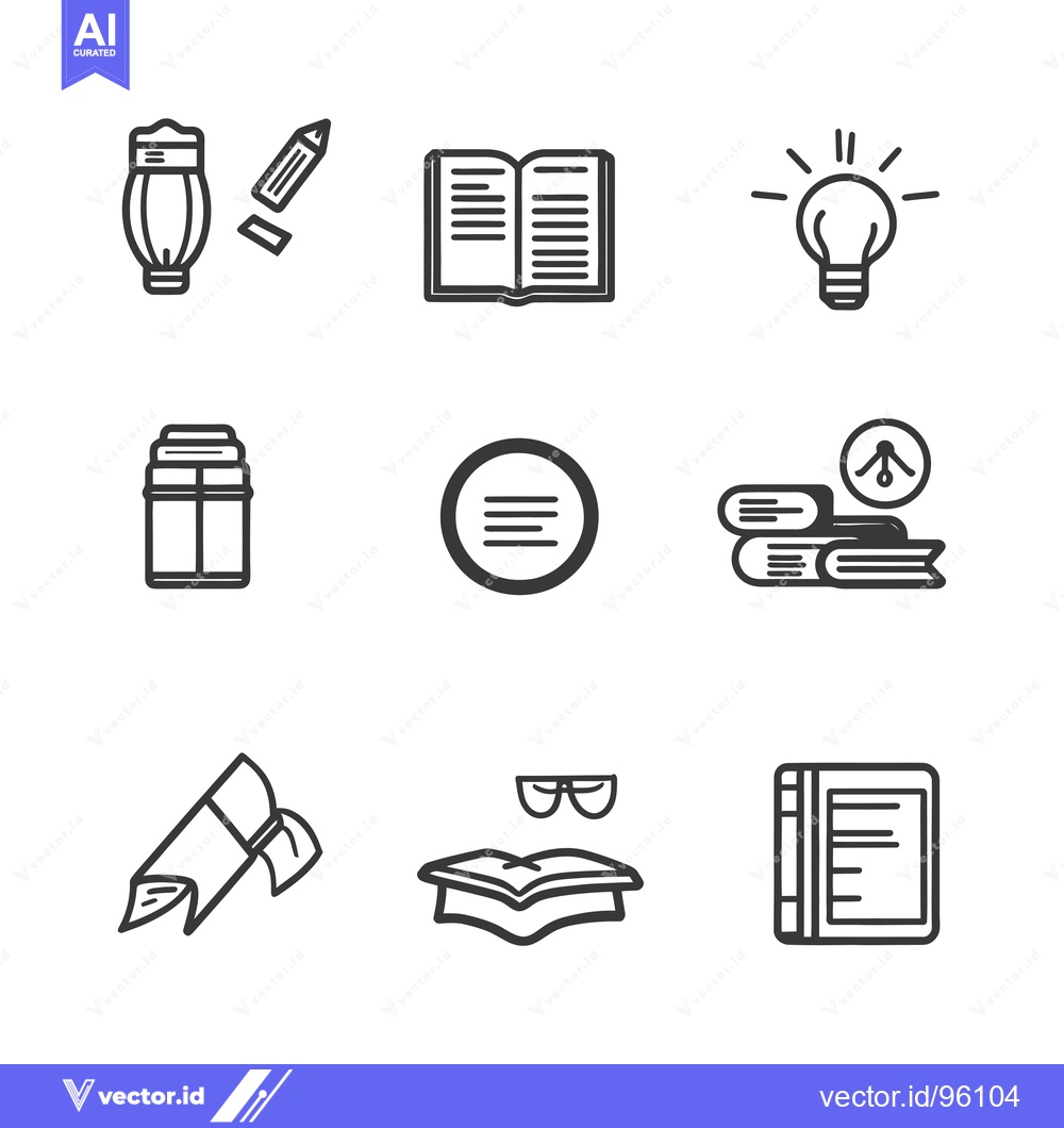 Premium Vector dari Set of Simple Black and White Book Icons