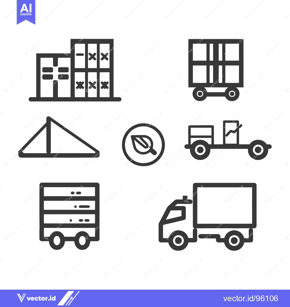 Premium Vector of Set of Simple Black and White Line Icons for Logistics and Shipping