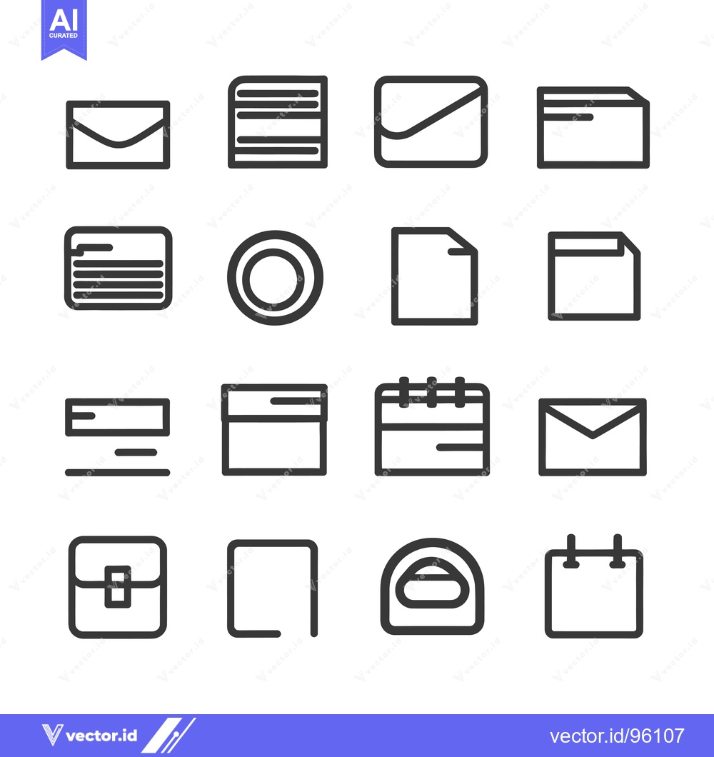 Premium Vector of Set of Simple Black Line Icons for Various Documents, Files, and Messa