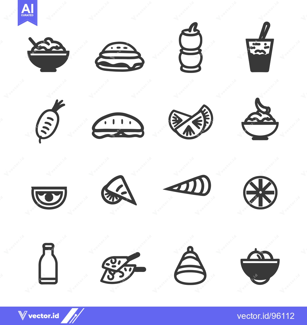 Premium Vector dari Set of Simple Food and Drink Icons