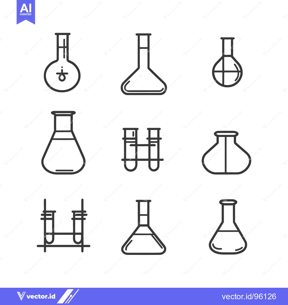 Premium Vector dari Set of Simple Line Icons for Laboratory Equipment