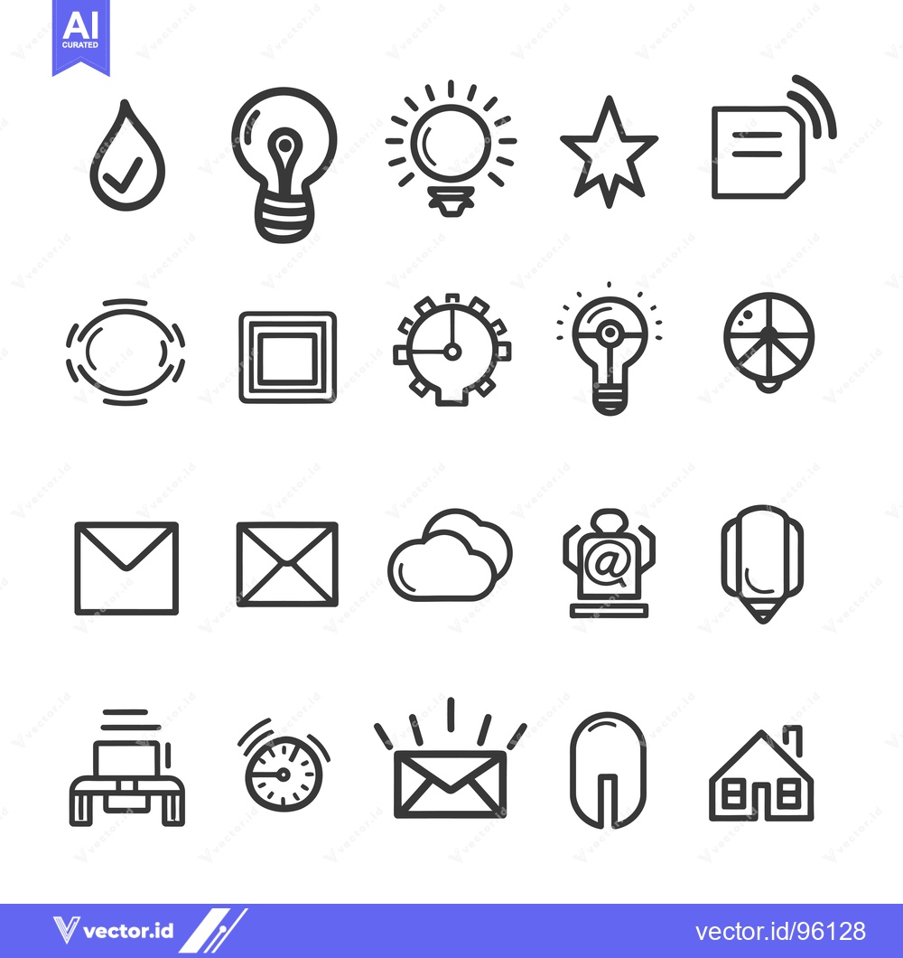 Premium Vector dari Set of Simple Line Icons for Technology and Design