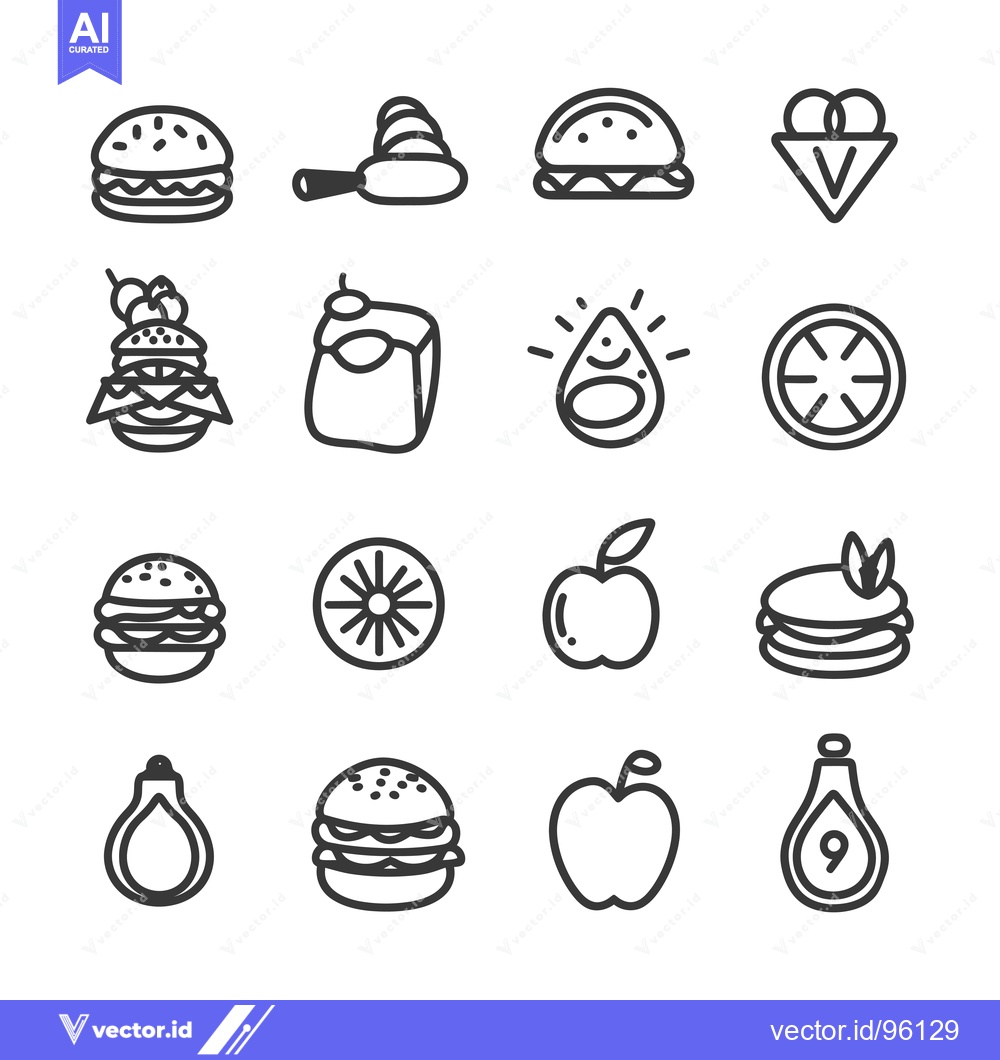 Premium Vector of Set of Simple Line Icons of Food and Drinks