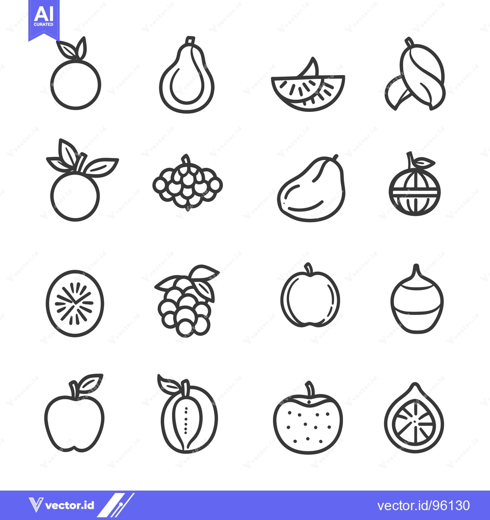Premium Vector dari Set of Simple Line Icons of Fruits