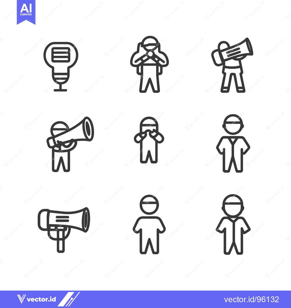 Premium Vector dari Set of Simple Line Icons of People with Megaphones