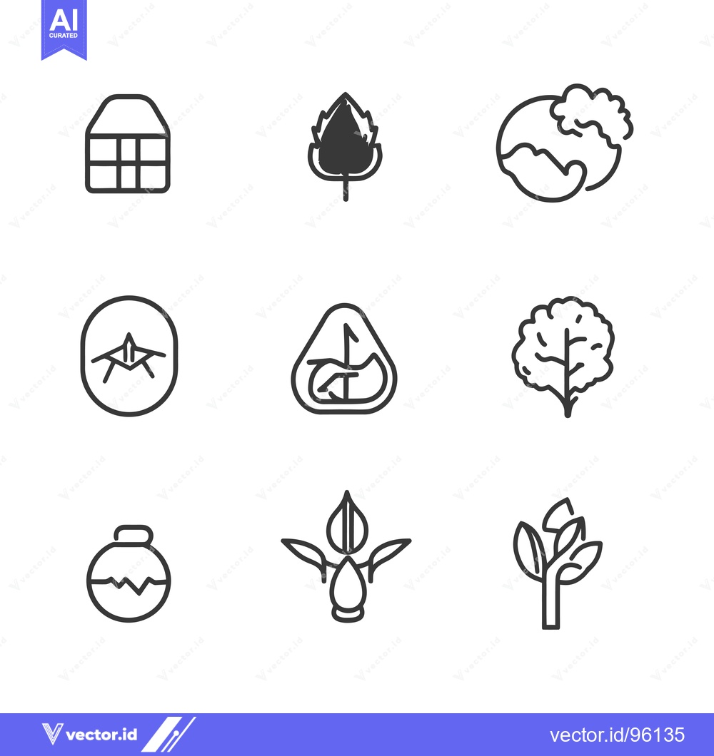 Premium Vector dari Set of Simple Line Icons Related to Nature and Growth