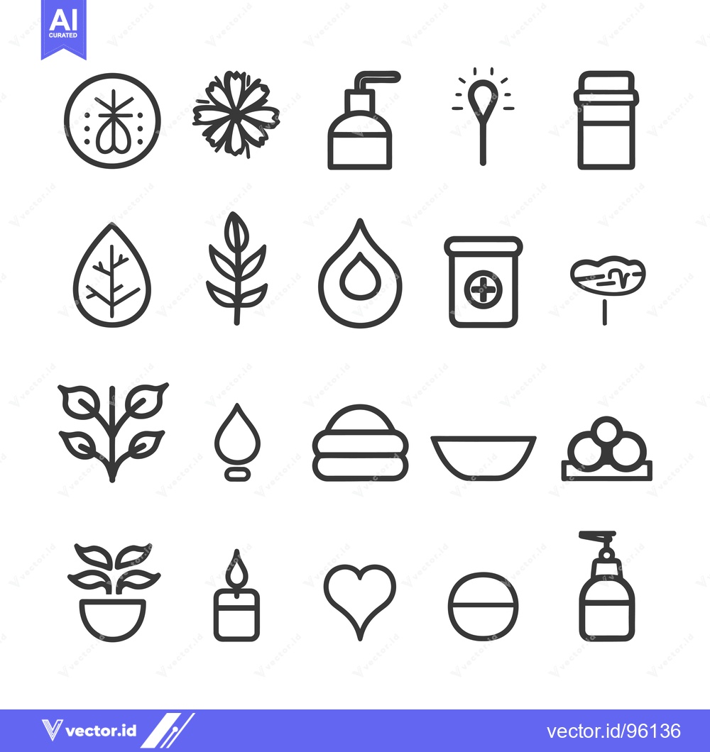 Premium Vector of Set of Simple Line Icons Related to Nature and Wellness