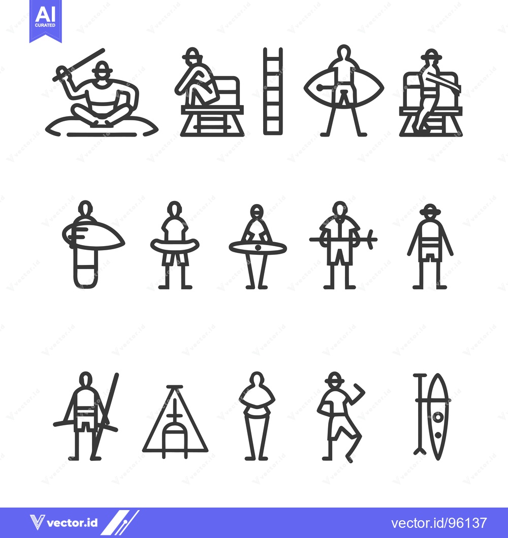 Premium Vector of Set of Simple Line Icons Related to Water Sports Activities