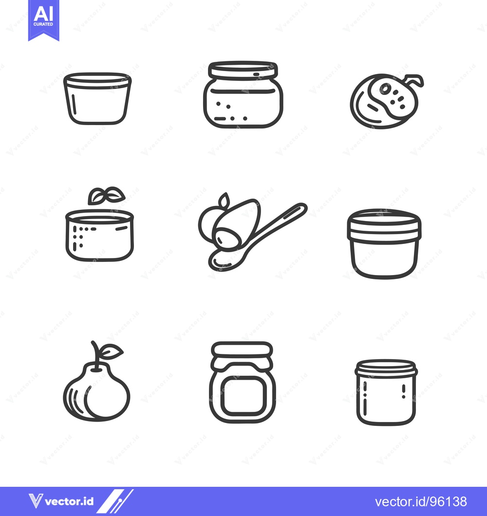 Premium Vector dari Set of Simple Line Icons Representing Different Types of Jars and Cont