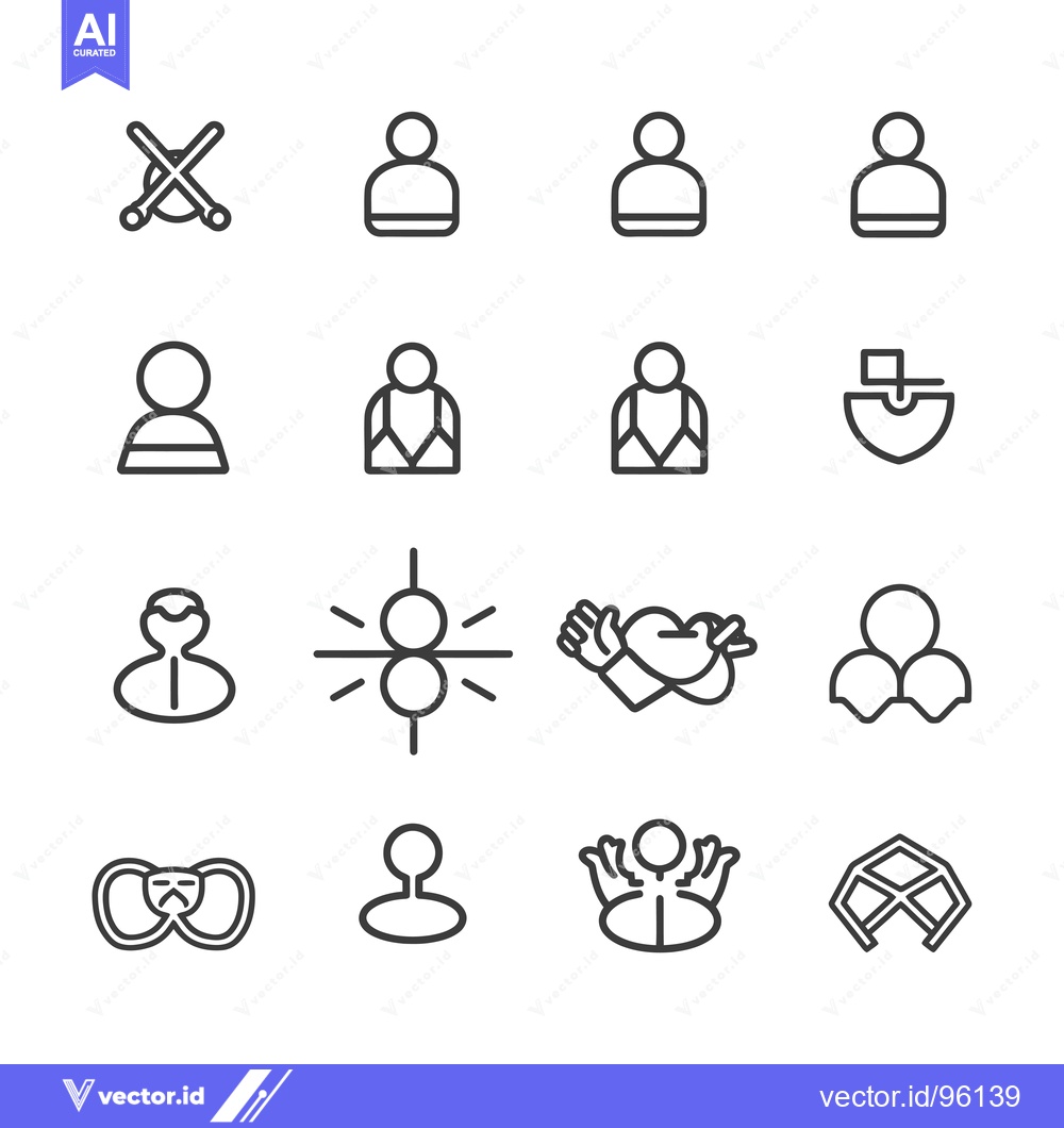 Premium Vector of Set of Simple Line Icons Representing Users, Teamwork, and Network Con