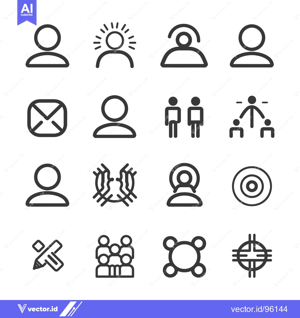 Premium Vector of Set of Simple Outline Icons Representing People, Groups, Connections,