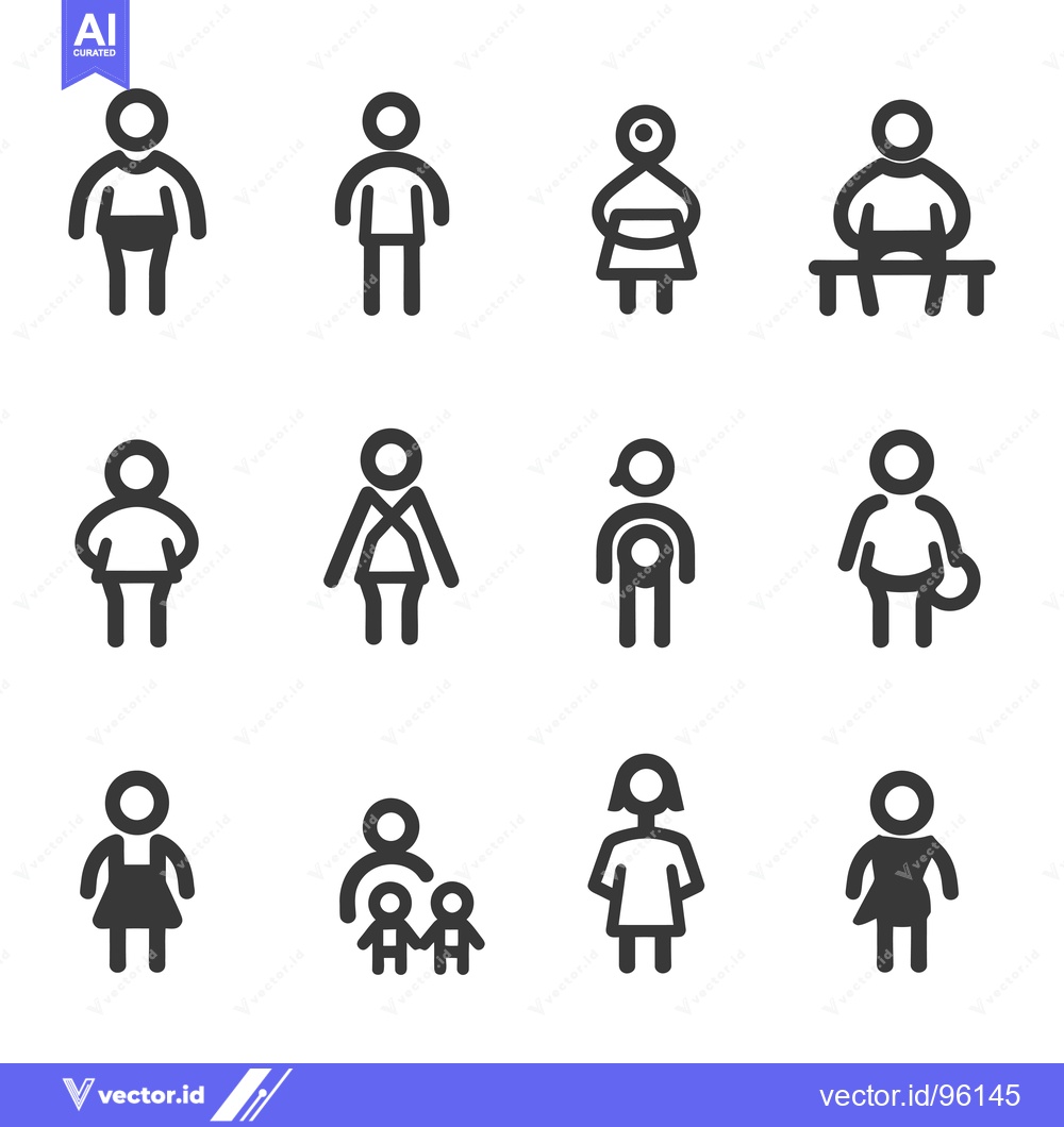 Premium Vector dari Set of Simple Stick Figure Icons Representing People