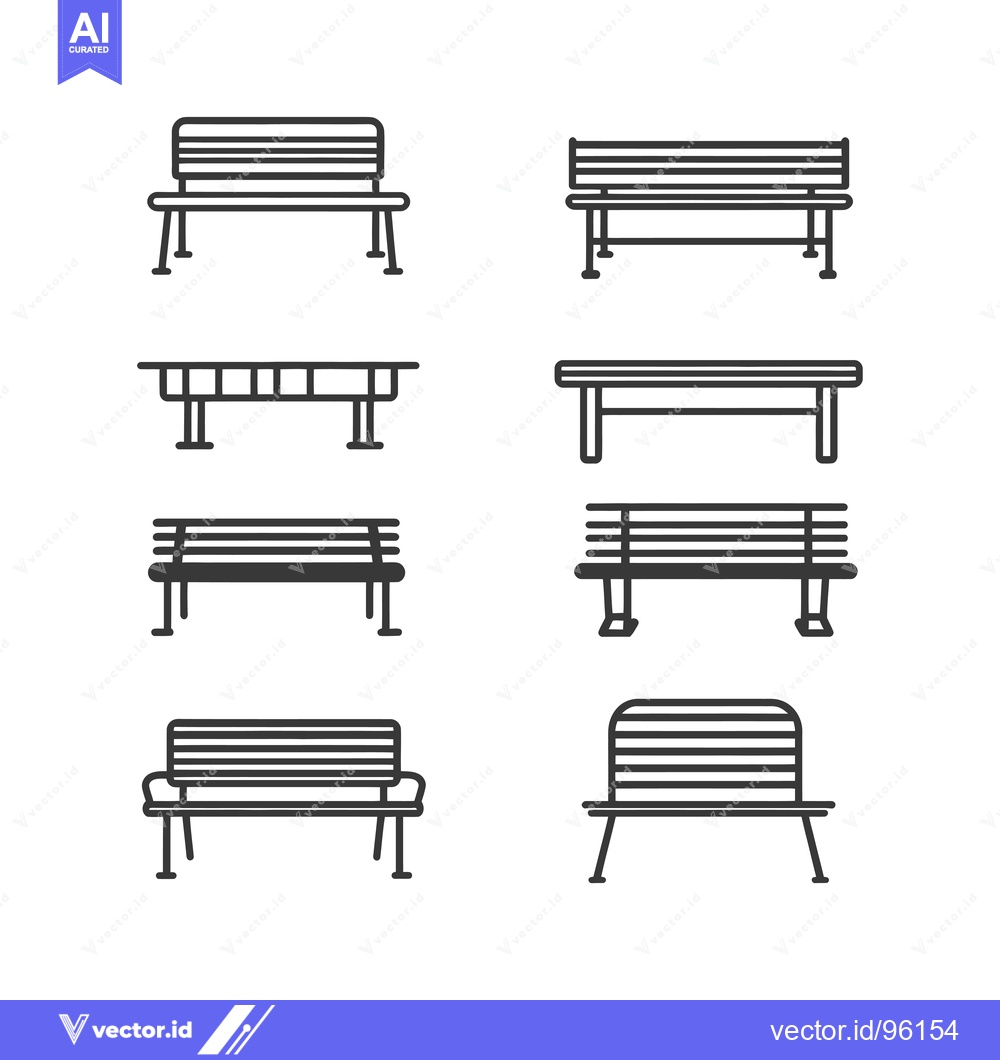Premium Vector dari Set of Six Line Drawings of Various Styles of Benches
