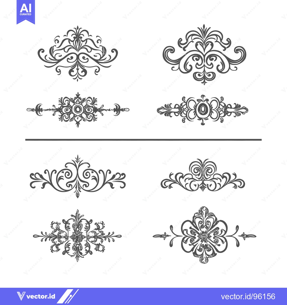 Premium Vector dari Set of Six Ornate Floral Design Elements