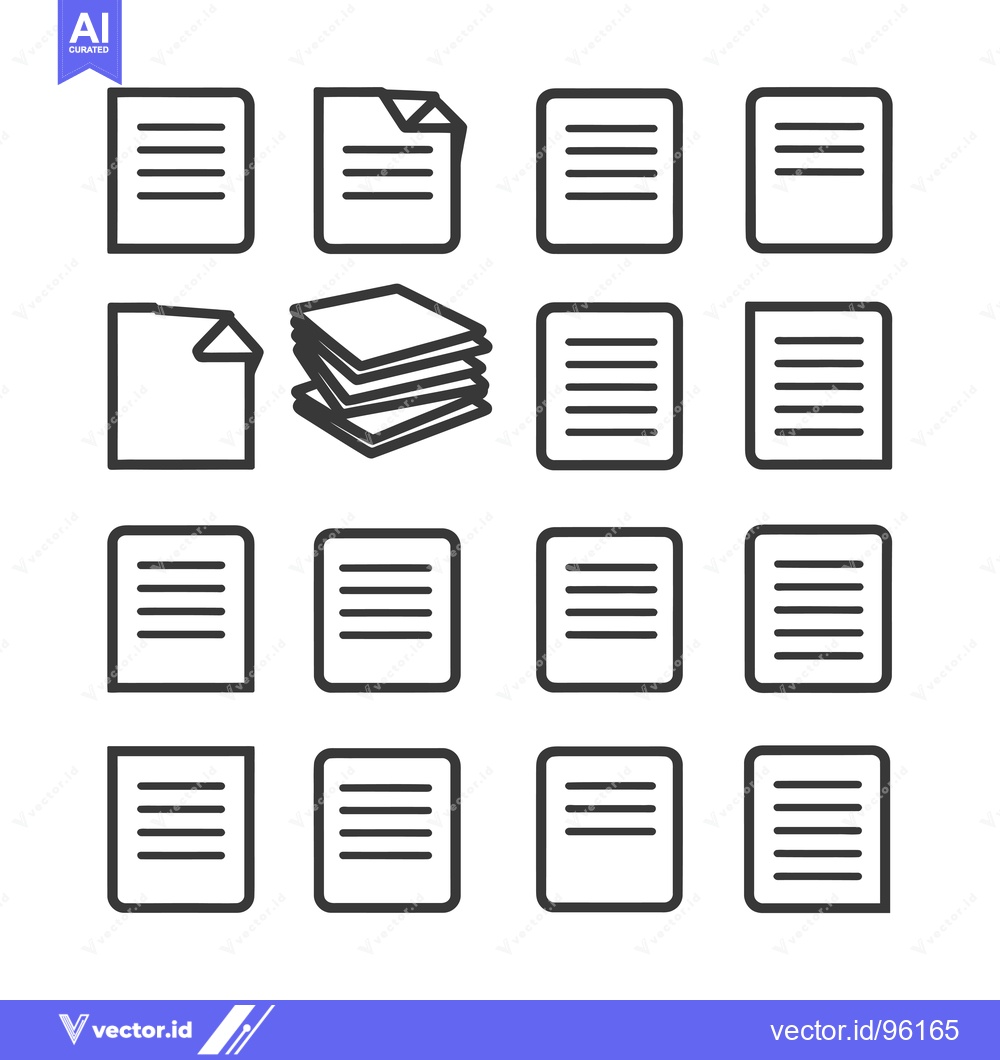 Premium Vector dari Set of Sixteen Black and White Document Icons