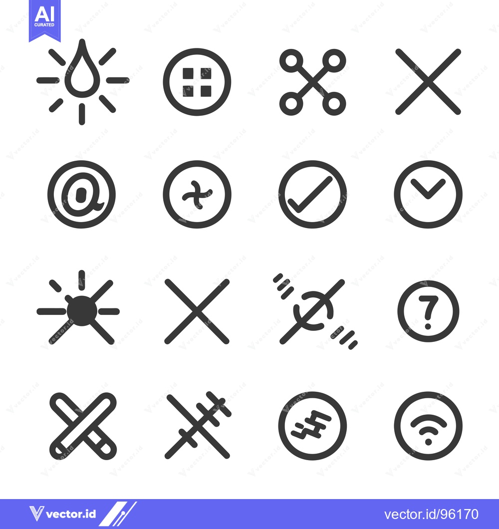 Premium Vector dari Set of sixteen black and white icons representing various symbols and