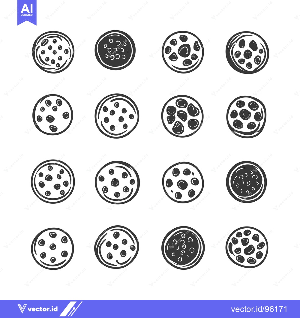 Premium Vector of Set of Sixteen Black and White Illustrated Cookies