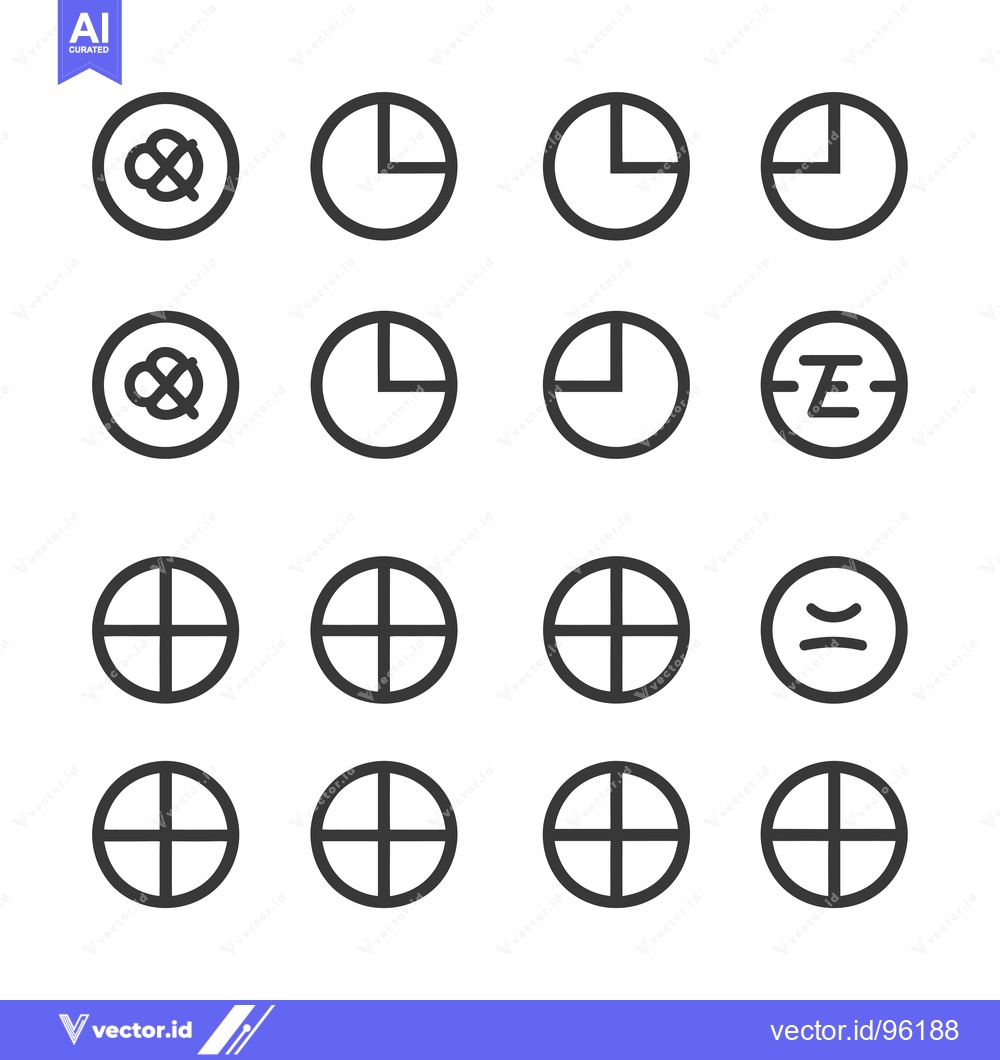 Premium Vector dari Set of Sixteen Circular Symbols with Various Internal Geometric Shapes