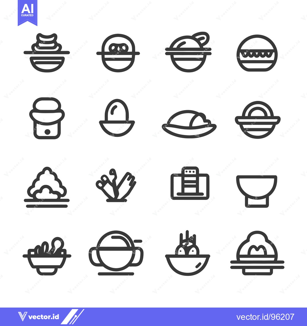 Premium Vector dari Set of Sixteen Line Icons Representing Different Food Dishes
