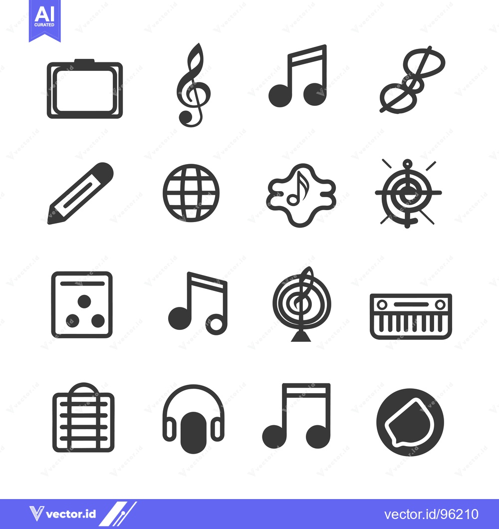 Premium Vector of Set of Sixteen Music-Related Icons