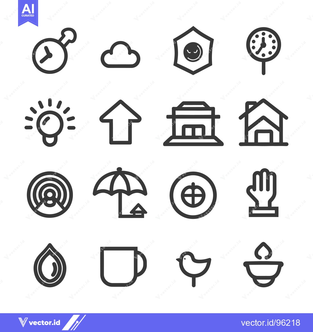 Premium Vector dari Set of sixteen simple black outline icons