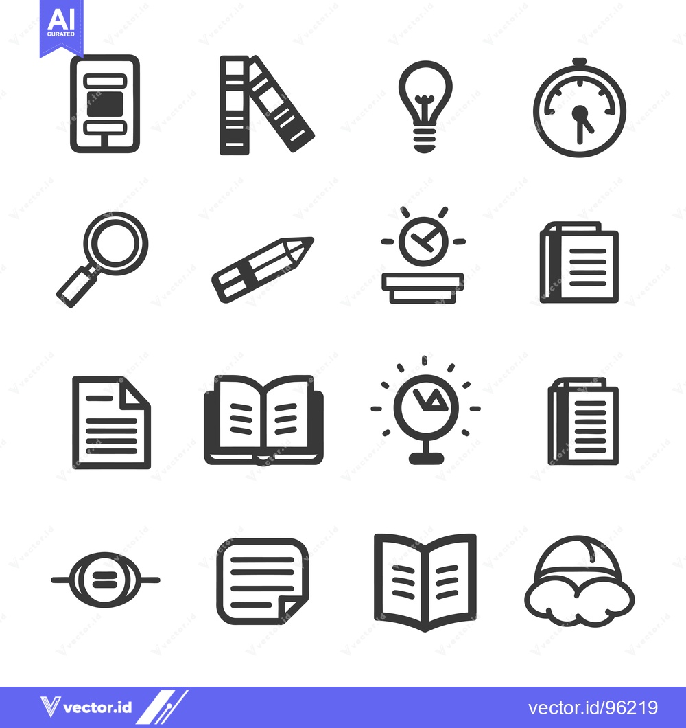 Premium Vector dari Set of Sixteen Simple Education-Themed Line Icons