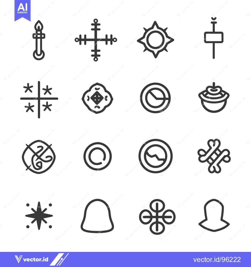 Premium Vector of Set of Sixteen Simple Line Icons of Various Symbols