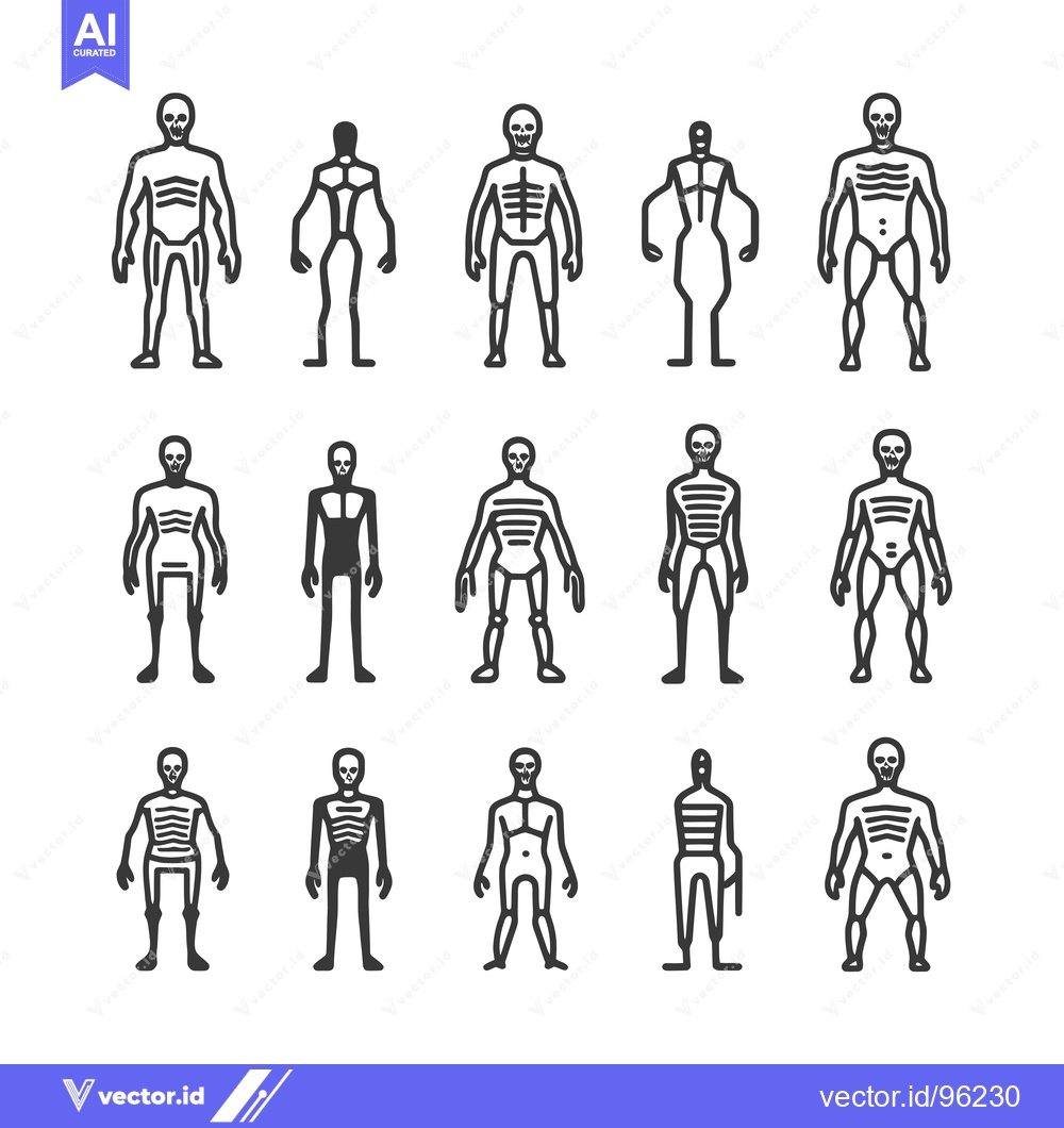 Premium Vector dari Set of Skeleton Icons in Different Poses