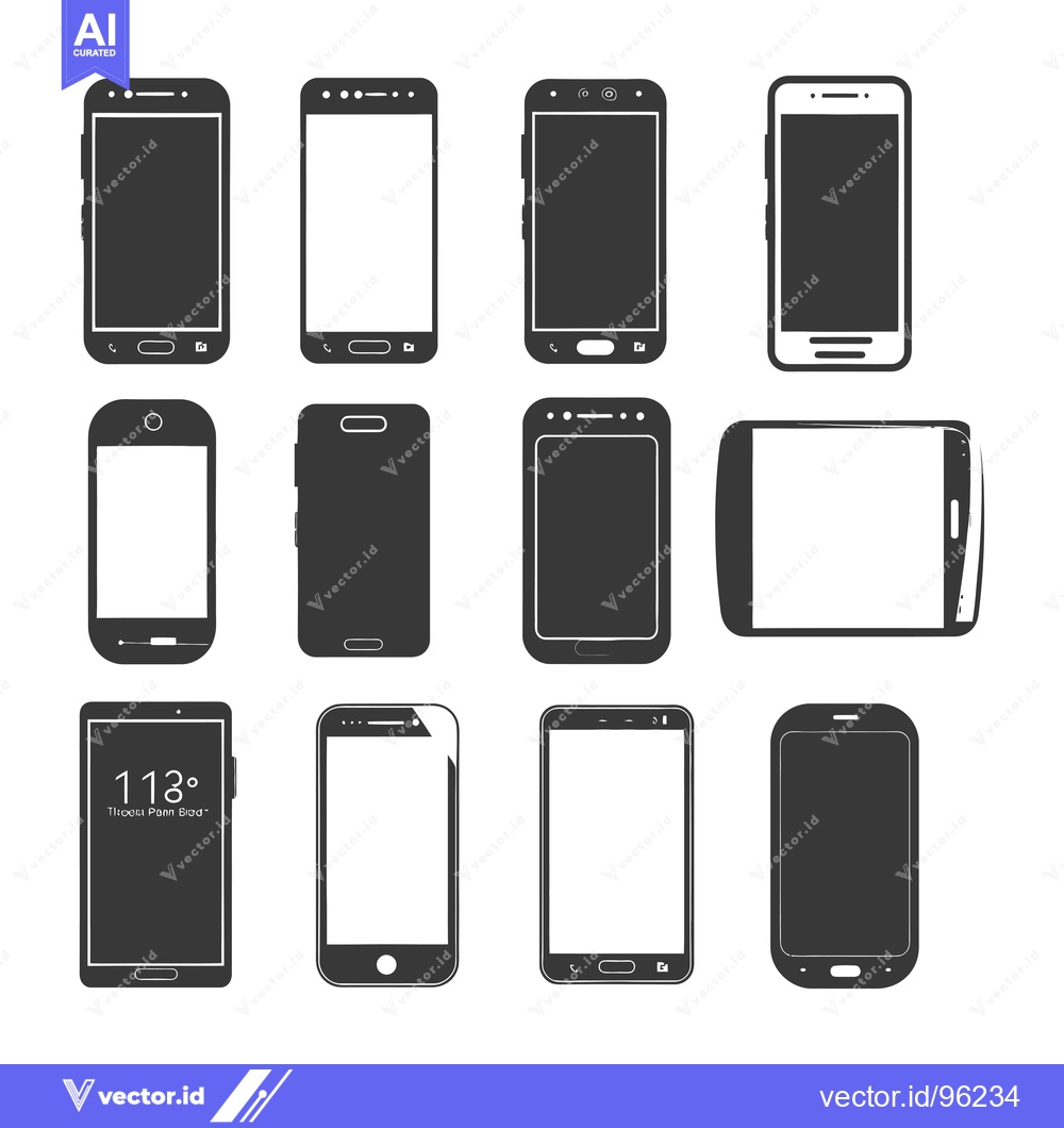 Premium Vector of Set of Smartphone Silhouettes in Various Designs