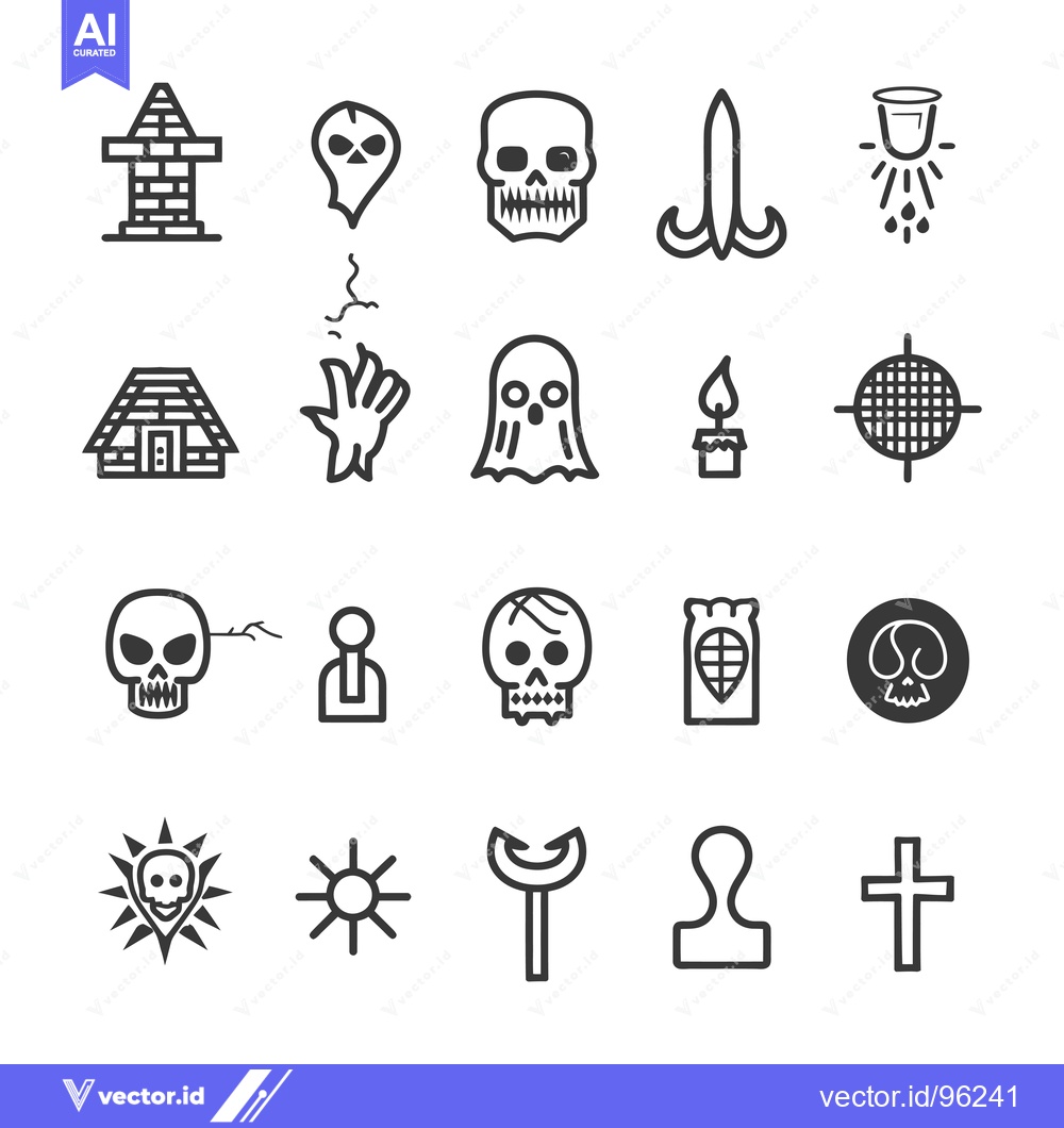 Premium Vector dari Set of spooky halloween themed icons