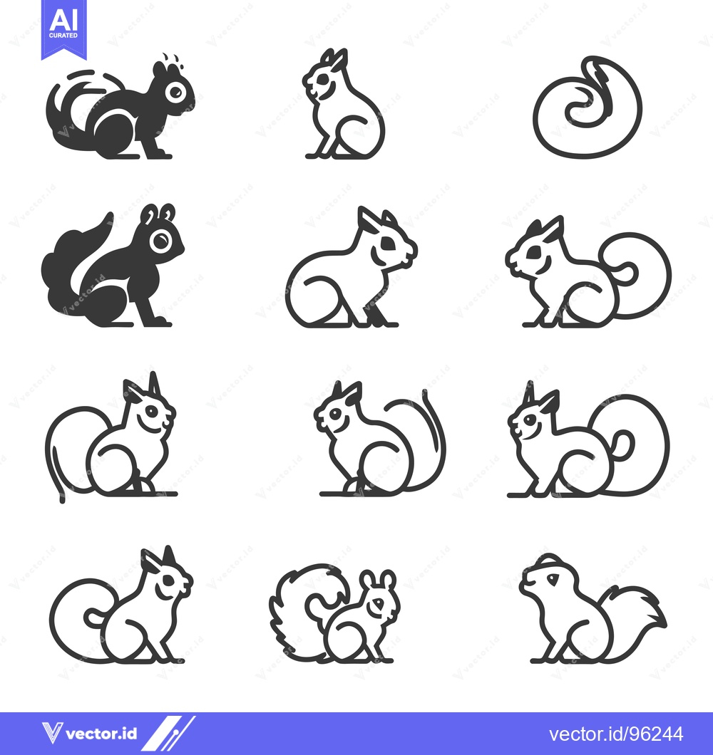 Premium Vector dari Set of Squirrel Icons in Different Styles