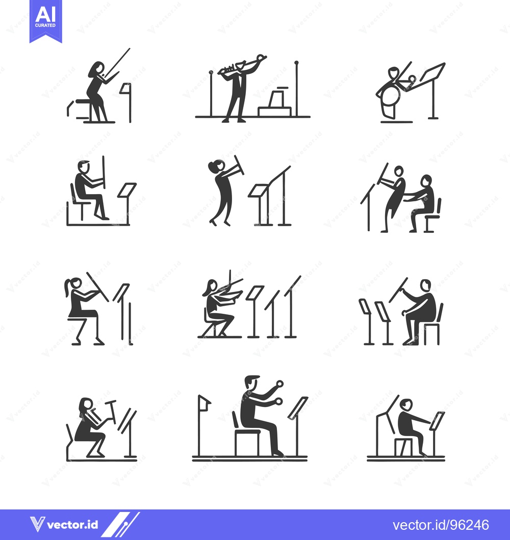 Premium Vector of Set of stick figures conducting an orchestra
