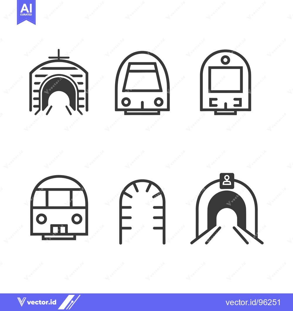 Premium Vector dari Set of subway train and tunnel icons