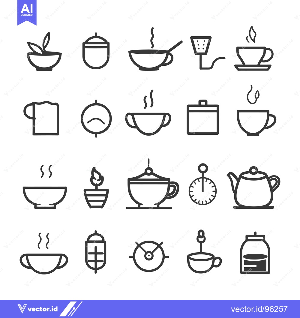 Premium Vector of Set of Tea and Coffee Icons