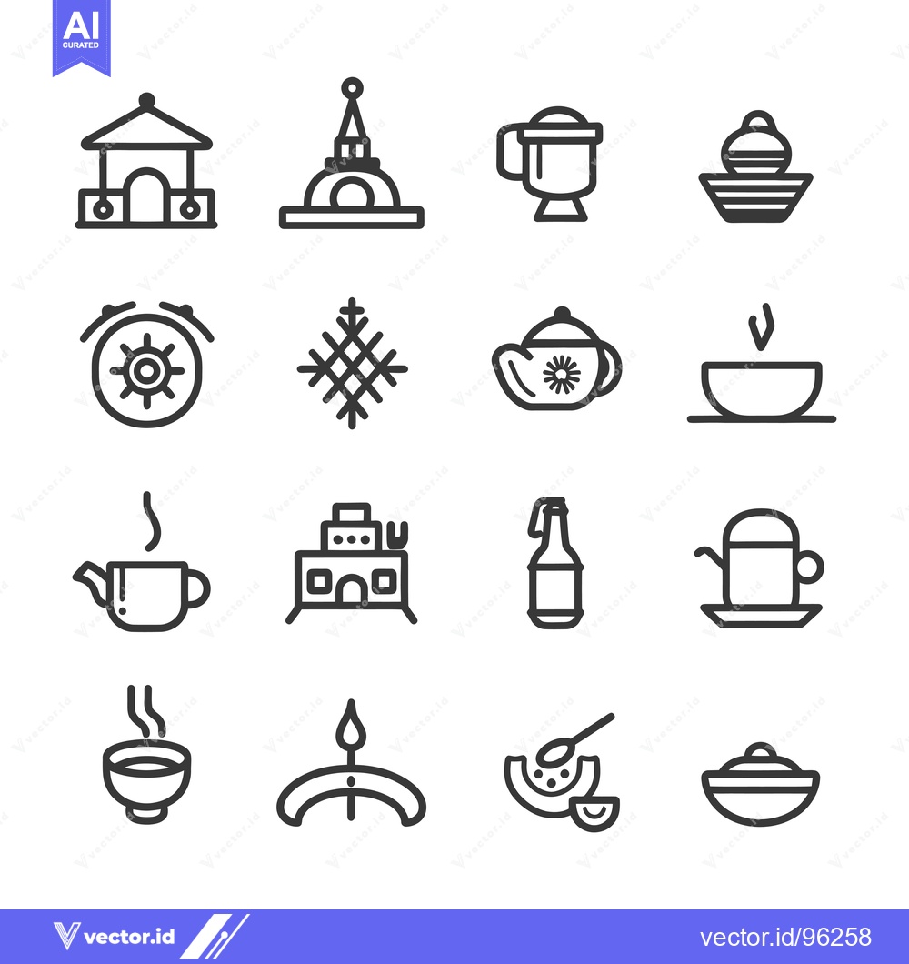 Premium Vector of Set of Tea and Food Related Line Icons