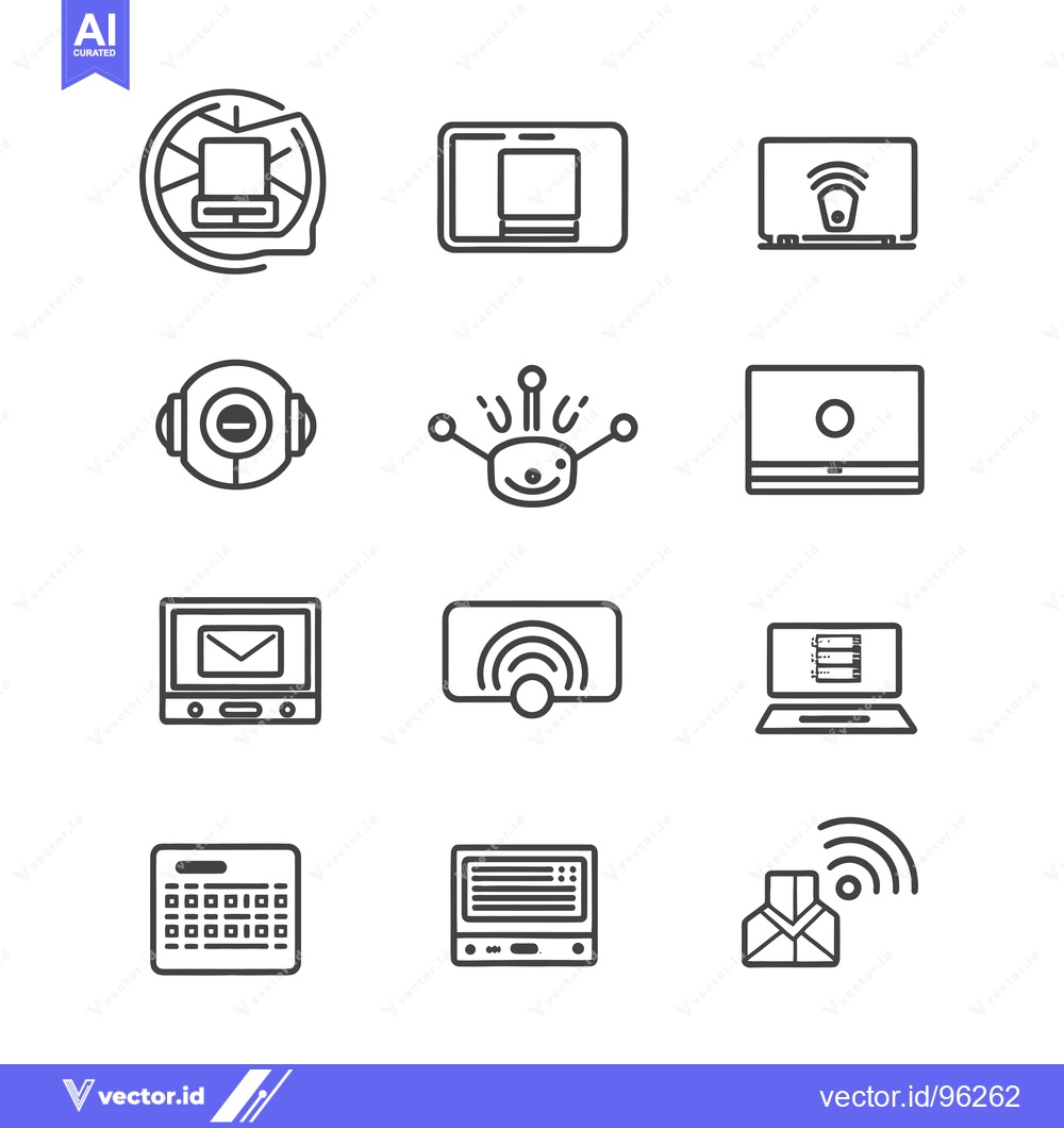Premium Vector dari Set of Technology and Communication Line Icons
