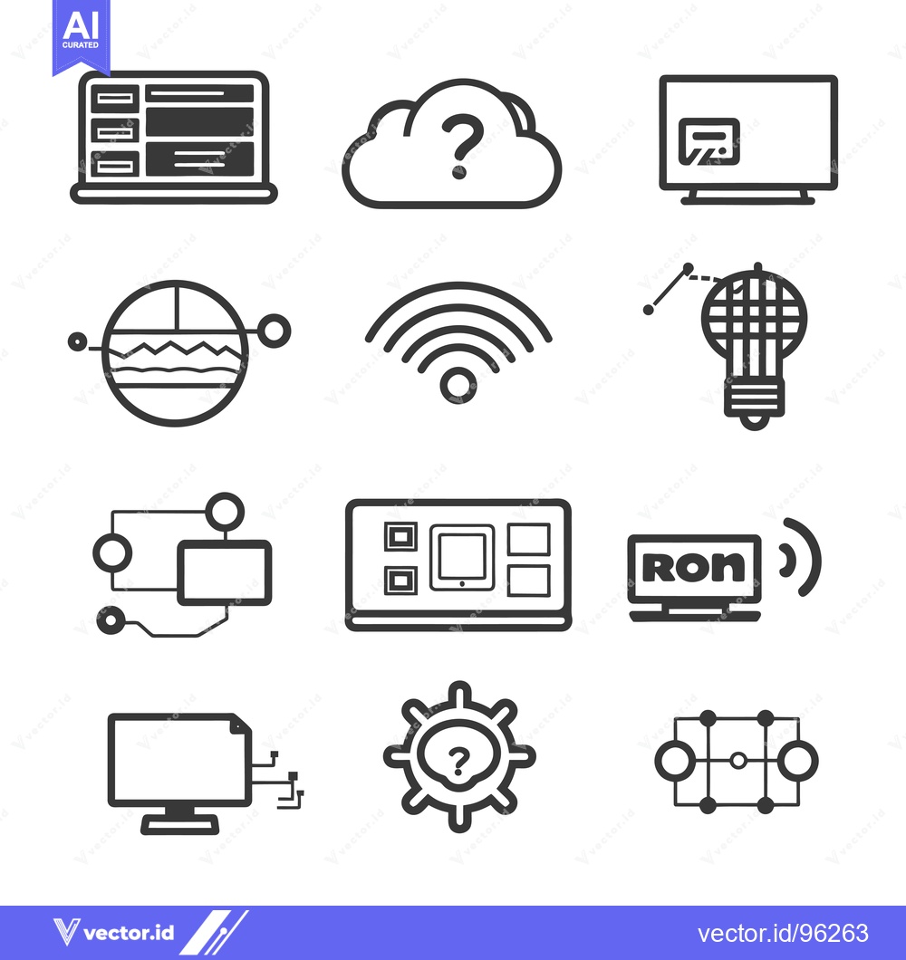 Premium Vector dari Set of  Technology and Innovation Line Icons