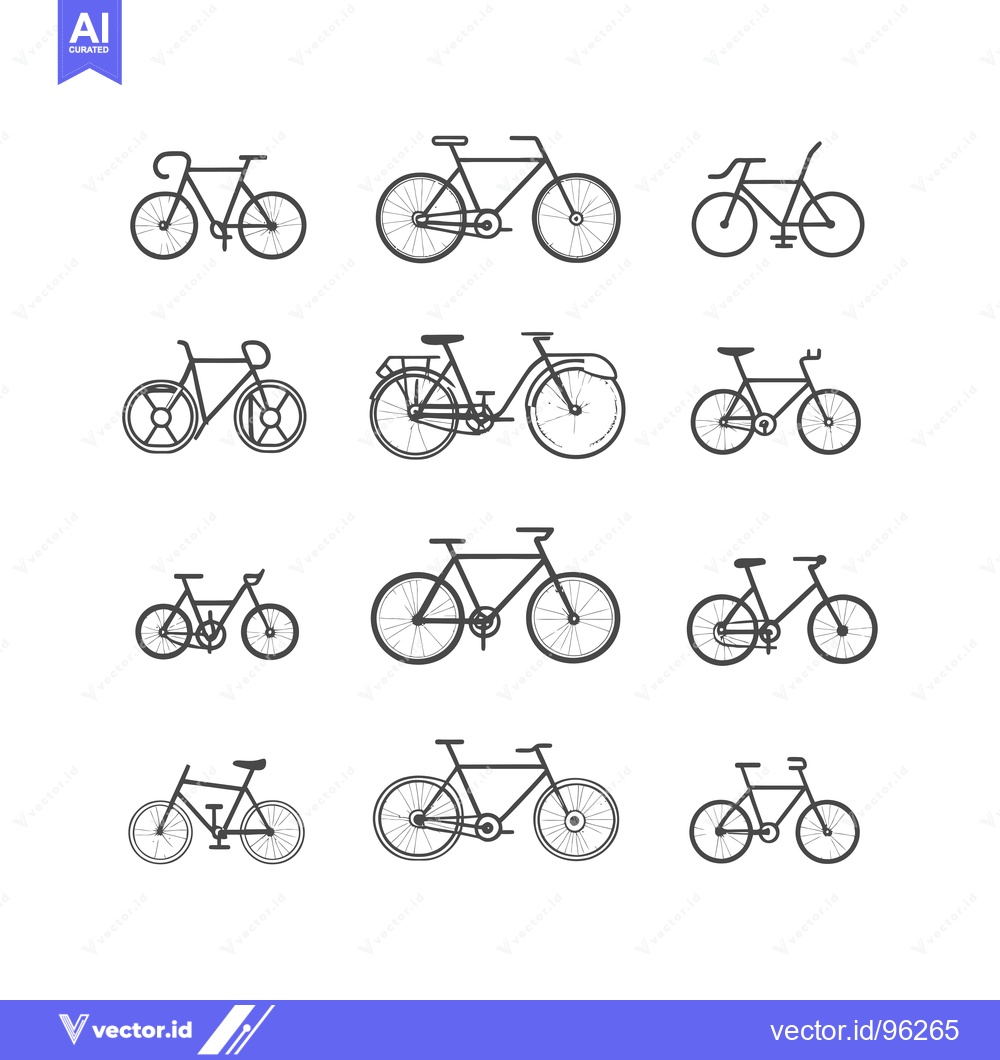Premium Vector dari Set of Ten Hand-Drawn Bicycle Line Art Illustrations