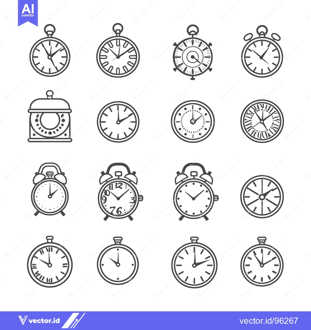 Premium Vector dari Set of Timekeeping Devices in Outline Style