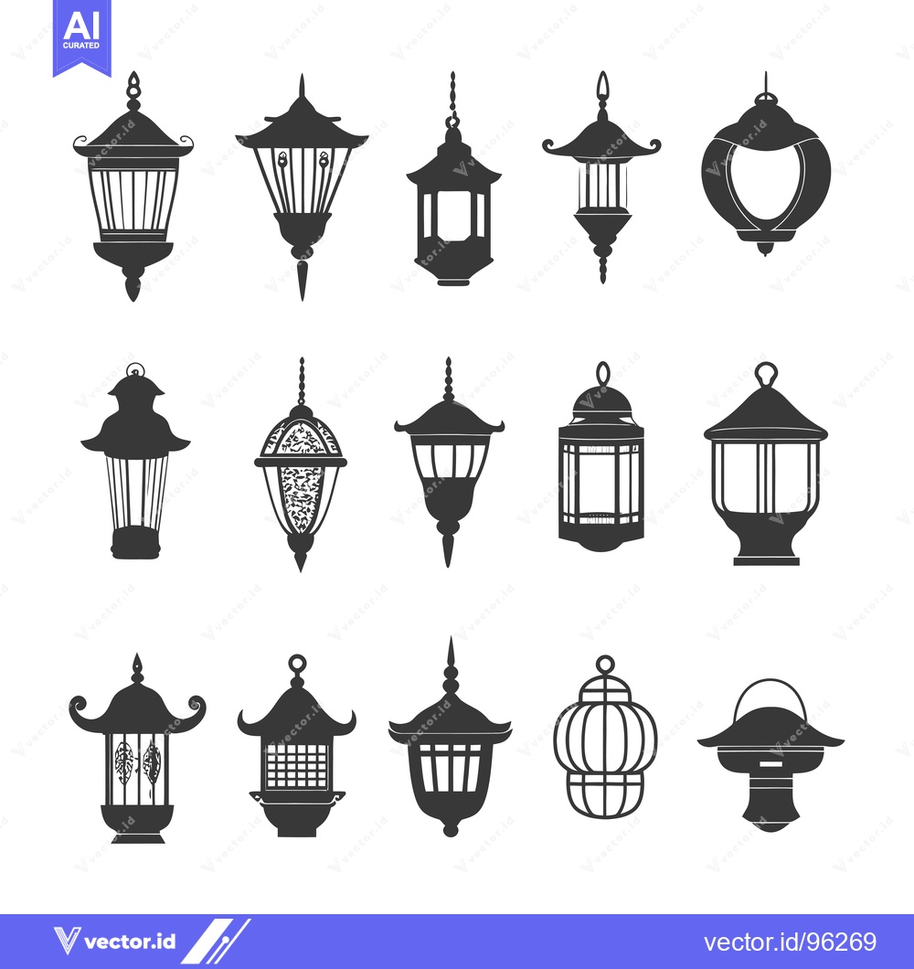 Premium Vector dari Set of Traditional Asian Lantern Silhouettes