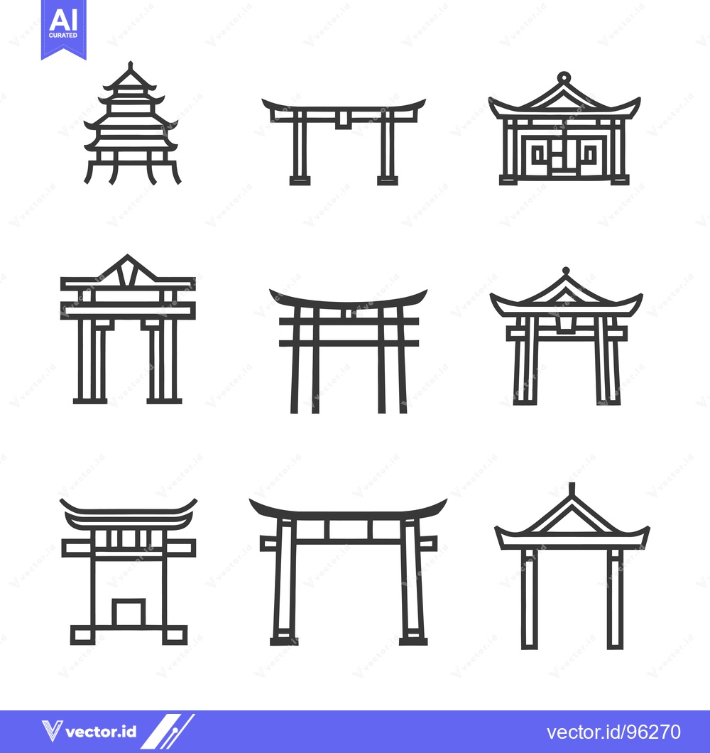 Premium Vector dari Set of Traditional Chinese and Japanese Architecture Icons