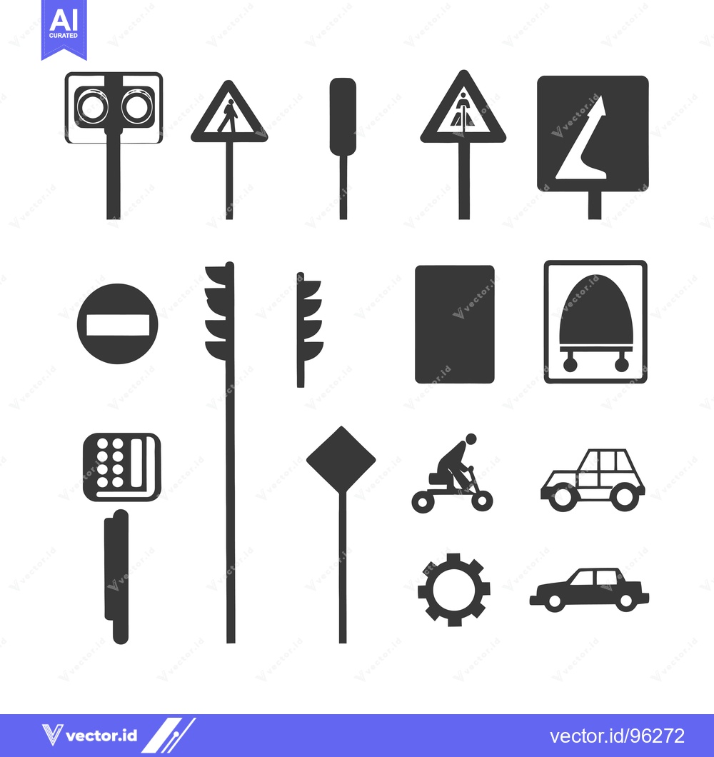 Premium Vector dari Set of Traffic and Road Signs and Symbols in Black and White
