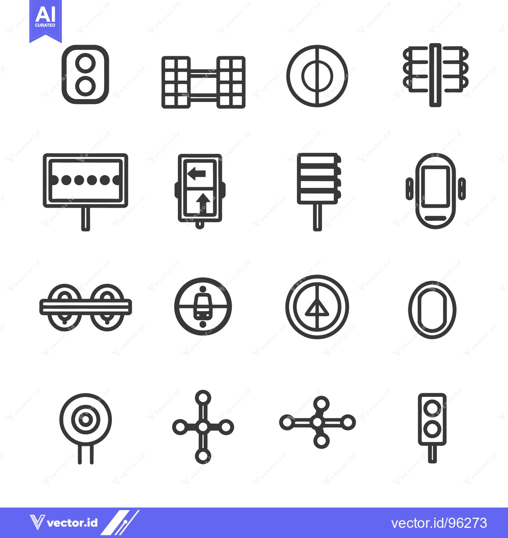 Premium Vector dari Set of Traffic Signal and Road Sign Icons