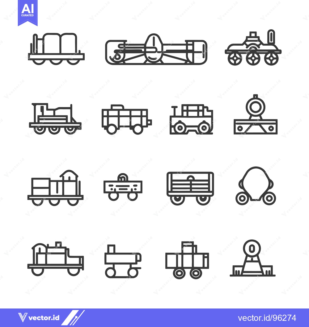 Premium Vector of Set of Train Car and Locomotive Outline Icons