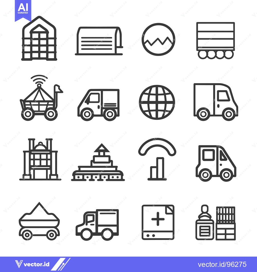 Premium Vector dari Set of Transportation and Delivery Line Icons