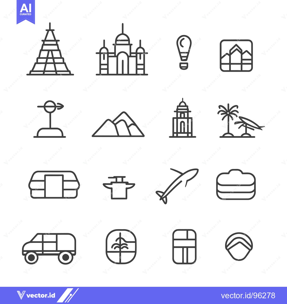 Premium Vector dari Set of Travel and Tourism Line Icons