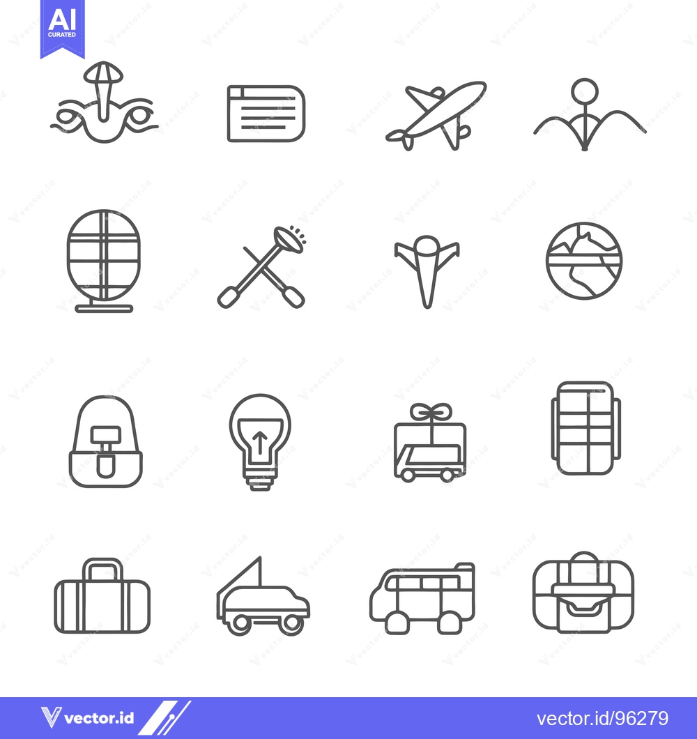 Premium Vector dari Set of Travel and Tourism Line Icons