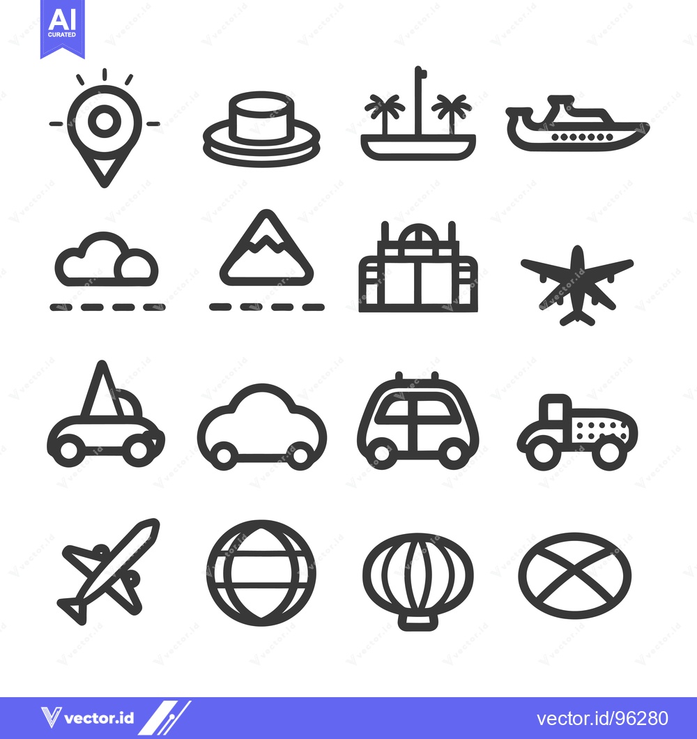 Premium Vector of Set of Travel and Transportation Icons