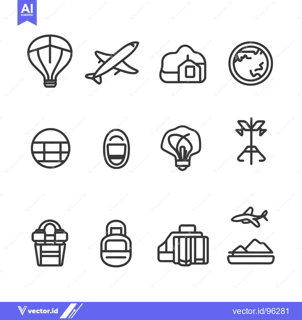 Premium Vector dari Set of Travel and Transportation Line Icons