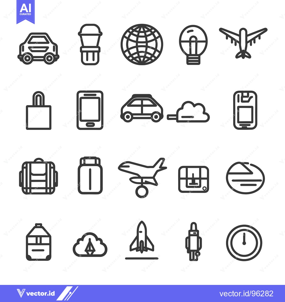 Premium Vector dari Set of Travel and Transportation Related Line Icons